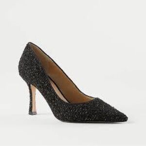 Ann Taylor Mika Tweed Black Glitter Pointed-Toe Pumps Size 7.5 ( Worn Once)